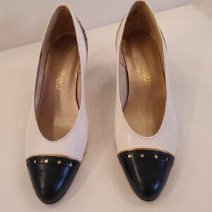 Navy and White California Magdesian Pumps  - Size 6.5 - Vintage 1990s